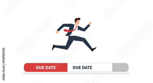 Businessman rushing to meet project deadline vector illustration
