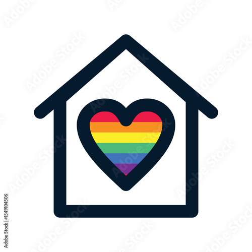 Home, LGBT, heart. Vector linear icon isolated on white background.