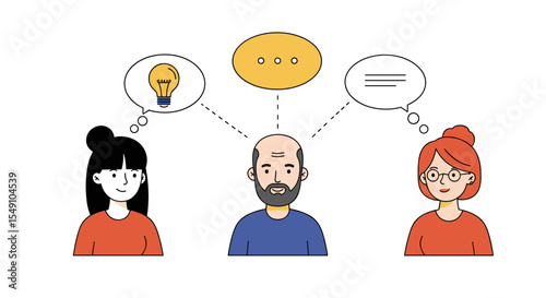 Team communication vector with thought bubbles for creative collaboration design vector illustration