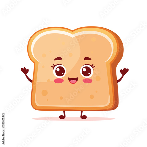 White Bread in cute cartoon character style with expressive face and limbs.