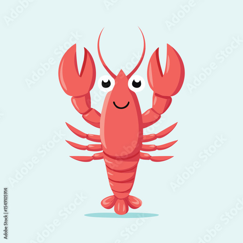 Lobster Tail in cute cartoon character style with expressive face and limbs.