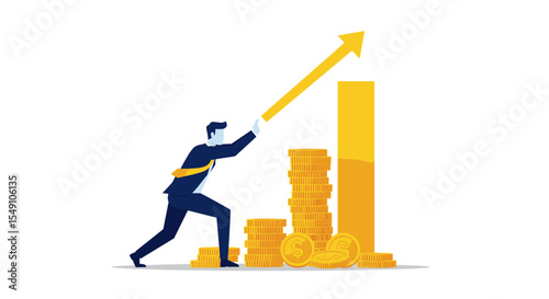 Business growth and financial success illustration for marketing and investment strategies vector illustration