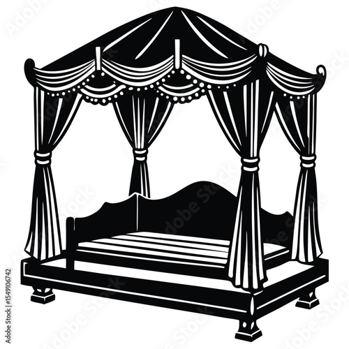 Silhouette of a Lounge Bed with Canopy