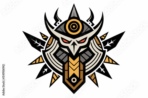 Stylized black tribal tattoo design featuring sharp curves, pointed edges, and an abstract flame-like form. This bold and symmetrical vector graphic is ideal for tattoo templates,