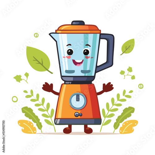 blender in cute cartoon character style with expressive face and limbs.