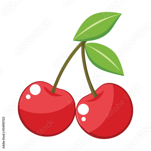 Cherries with stem and shine