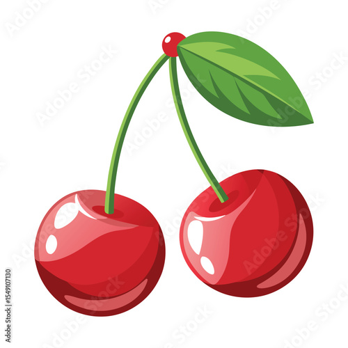 Cherries with stem and shine