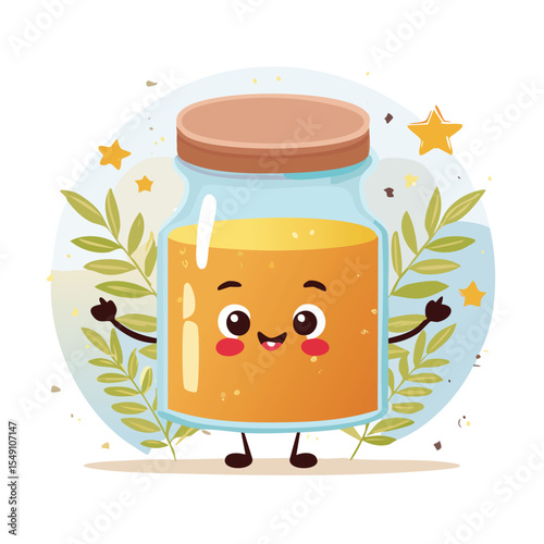 spice jar in cute cartoon character style with expressive face and limbs.