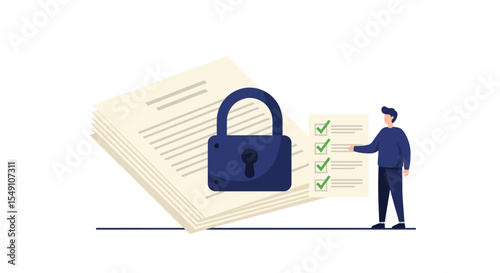 Data security and privacy protection illustration for digital awareness campaigns vector illustration