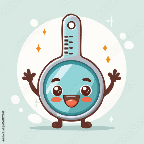 Measuring scoop in cute cartoon character style with expressive face and limbs.