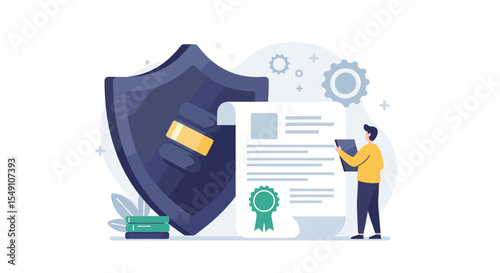 Digital security and certificate verification concept for secure online transactions vector illustration