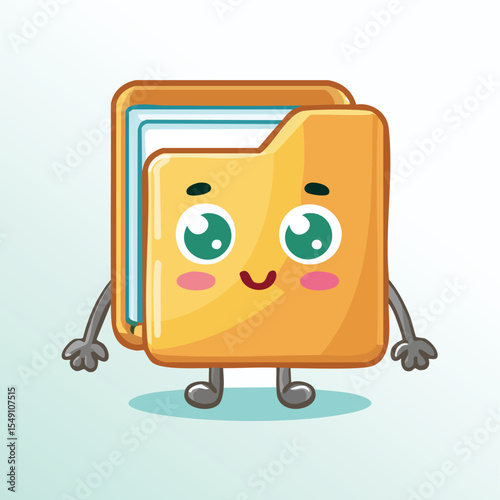 File holder in cute cartoon character style with expressive face and limbs.