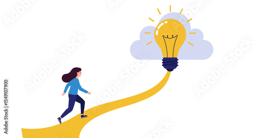 Journey to innovation and creativity concept vector illustration