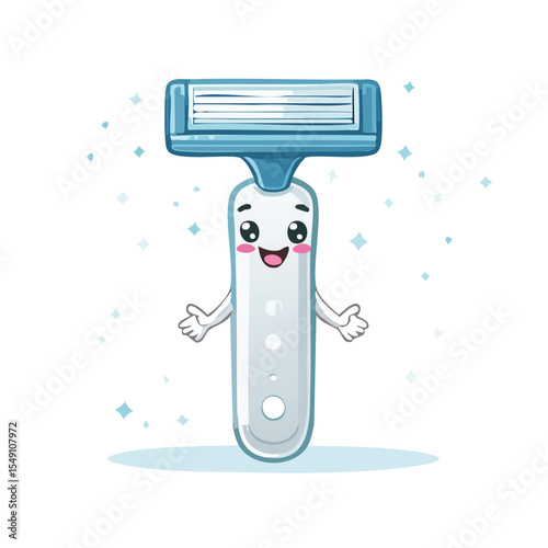 Razor in cute cartoon character style with expressive face and limbs.