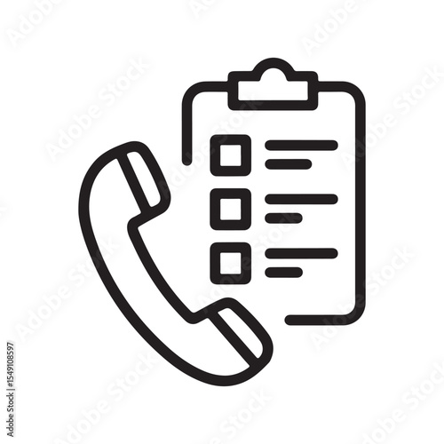 Communication Icons Phone Call Checklist Icon. Communication & Survey Line Art Vector. Phone Call Vector. Phone Vector. Vector icon Phone Call. 