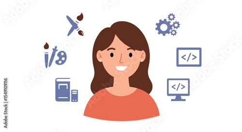 Creative professions and digital skills concept with artist and programmer icons vector illustration