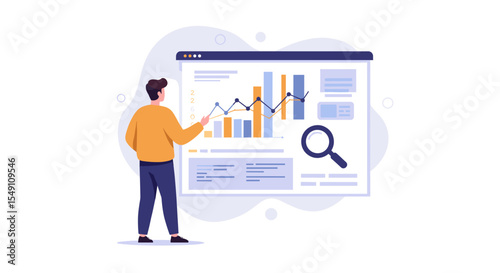 Data analysis and visualization for business insights - ideal for educational and professional use vector illustration