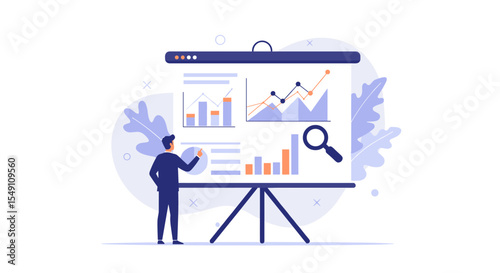 Business analytics concept with data visualization charts for presentation design vector illustration