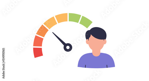 Performance measurement concept with colorful gauge and individual profile for business design vector illustration