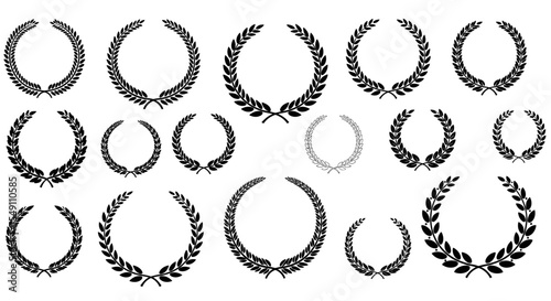 Classic laurel wreaths collection for elegant design projects and achievements vector illustration