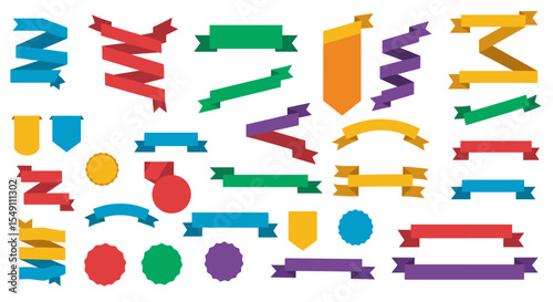 Colorful vector ribbon and badge collection for design use vector illustration