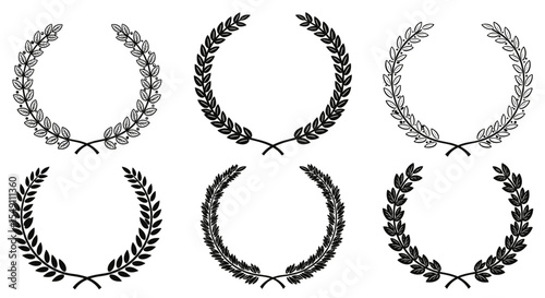 Elegant laurel wreath designs for award ceremonies and achievements vector illustration