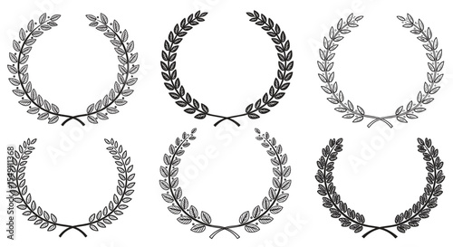 Elegant laurel wreath collection for achievements and celebrations vector illustration