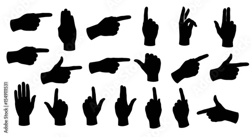 Variety of hand gestures silhouette vector for design projects vector illustration