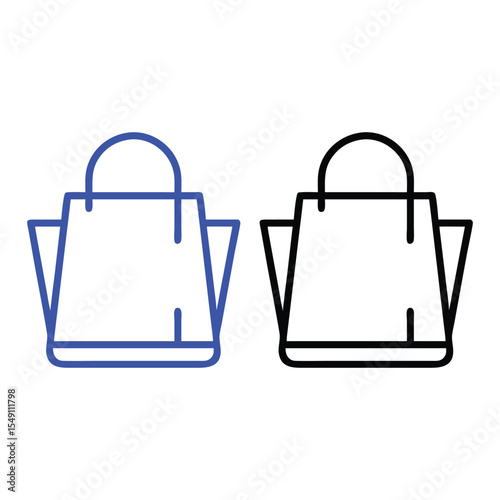 Merchandise Bag Icon Set. Shopping and retail bag vector symbol. shoping bag vector icon line template.