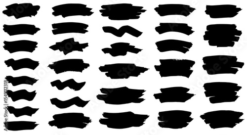 Bold brush stroke collection for artistic design and creative projects vector illustration