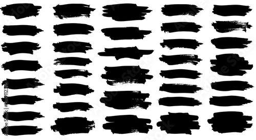 Set of grunge black paint brush strokes for artistic design and decoration vector illustration