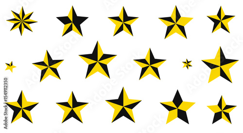 Yellow and black geometric star patterns for creative design projects vector illustration