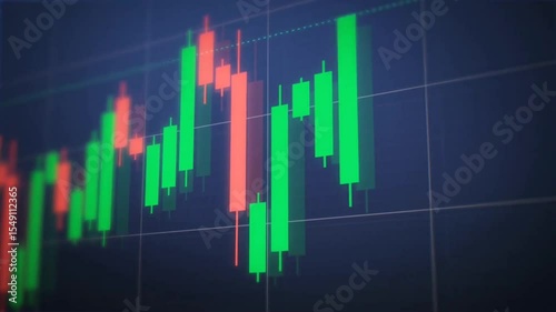Candlestick chart stock market financial trading analysis investment profit loss green red data visualization economics finance business
