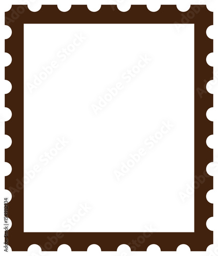 Stamp Style Frame with Dark Brown Lines on Transparent Background