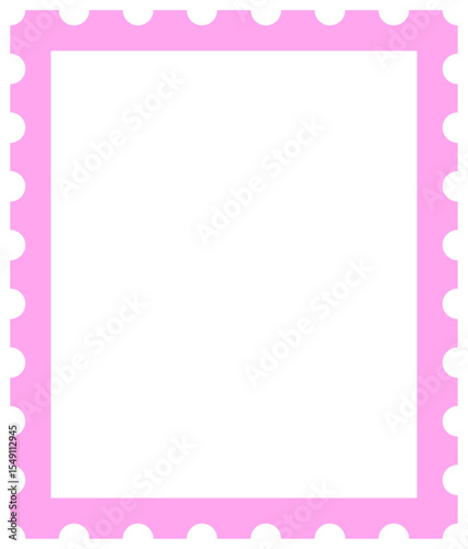 Stamp Style Frame with Pink Lines on Transparent Background