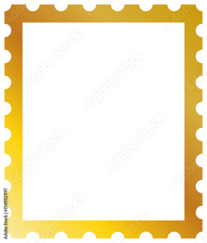 Stamp Style Frame with Gold Lines on Transparent Background