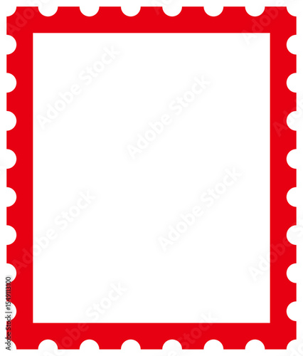 Stamp Style Frame with Red Lines on Transparent Background