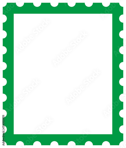 Stamp Style Frame with Green Lines on Transparent Background