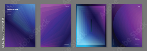 Modern gradient liquid glass poster background vector set.Cover template with vibrant perspective geometric prism shape. Ideal design for social media, cover, banner, wallpaper.