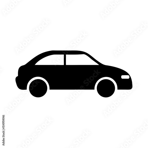 Car Silhouette Clipart – Black Vector of Sedan or Vehicle Icon

