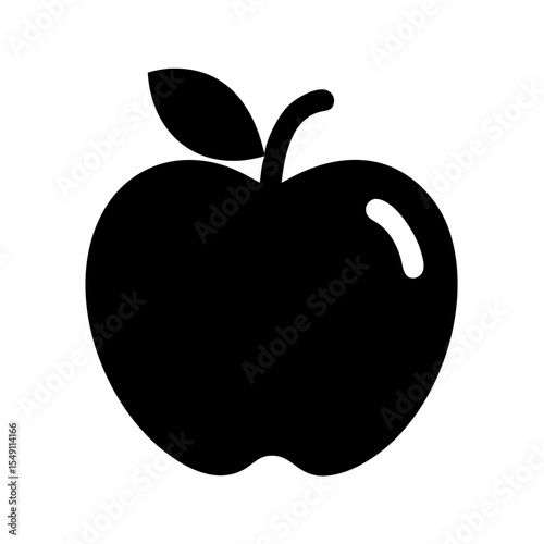 Apple Clipart Silhouette – Black Vector of Fresh Fruit Icon
