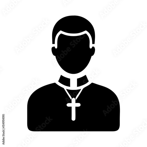 Priest Silhouette Clipart – Religious Figure in Robe Black Vector Illustration

