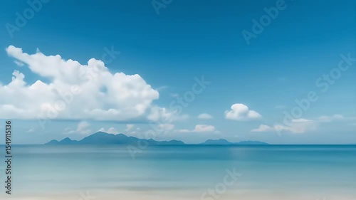 Wallpaper Mural Clear Azure Sky above Blue Ocean with Small Island View at Tropical Beach Torontodigital.ca