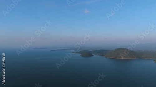 Skyview in the countryside with the village villagers mountain forest waterfall by drone