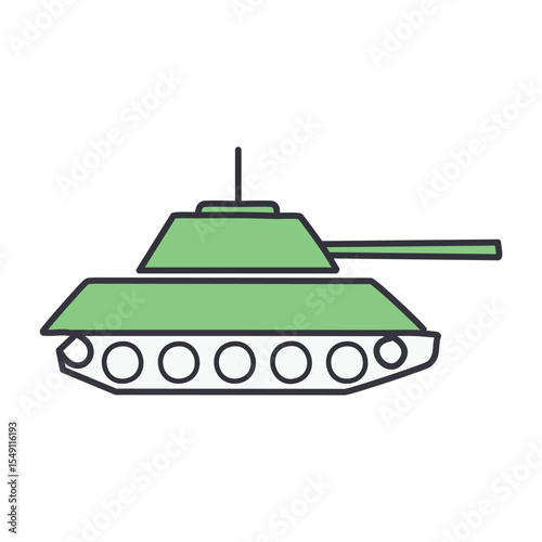 Futuristic Army Tank Flat Vector Illustration for Tactical UI

