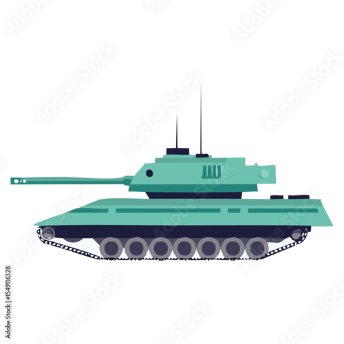 Flat Vector Army Tank Icon for Military and War UI

