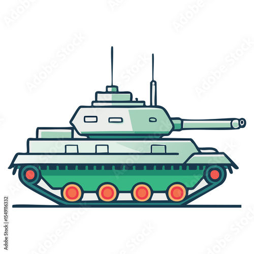 Modern Tank Icon in Flat Vector Style for Defense Design

