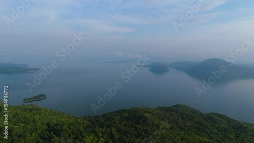 Skyview in the countryside with the village villagers mountain forest waterfall by drone