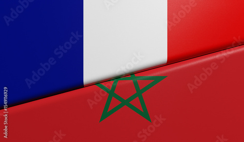 Drapeaux du Maroc et de la France ensemble - rendu 3D