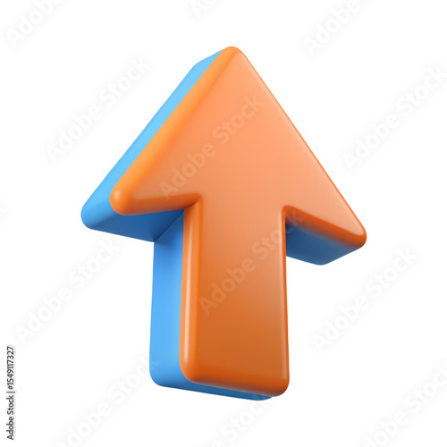 3D Up Arrow Icon Isolated On White